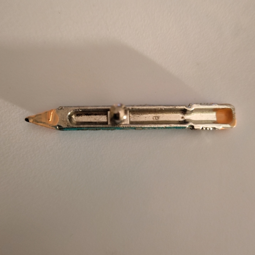Vintage Miniature Pencil Enamel Lapel Pin Green Pencil Brooch - Picture 2 of 2